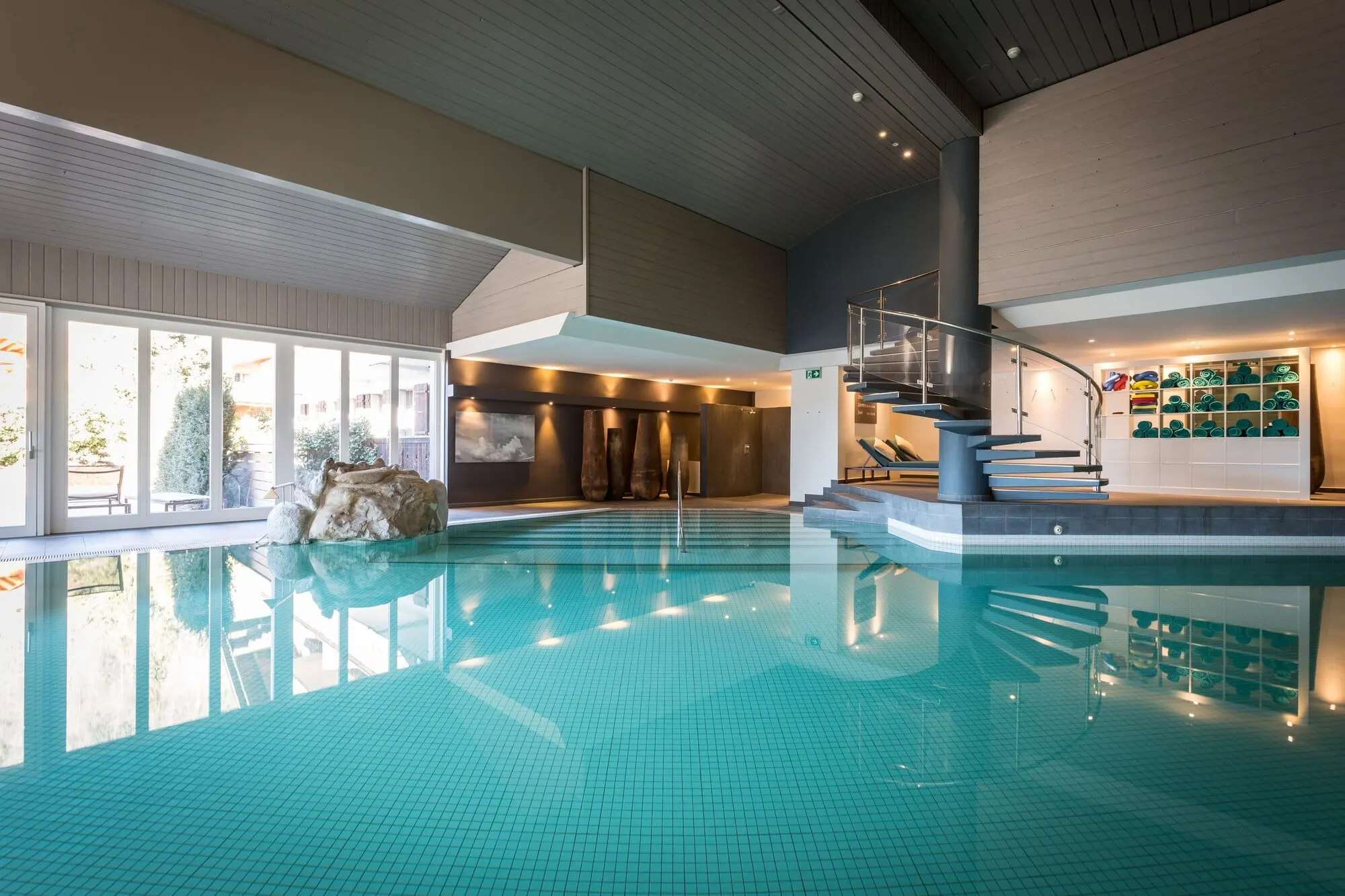 The indoor pool with panoramic windows