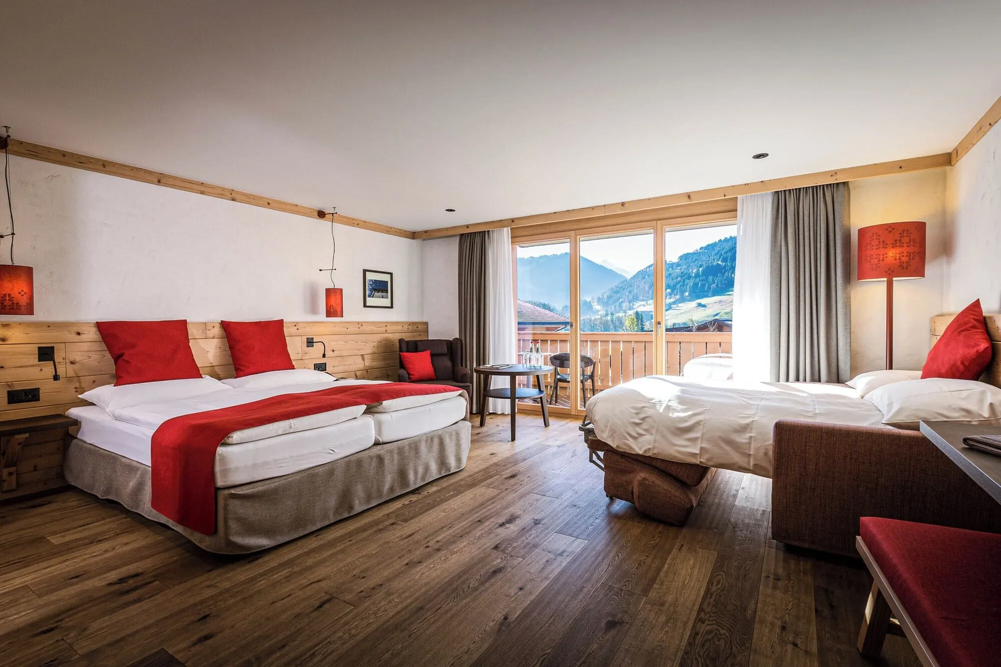 A family room with an extra bed