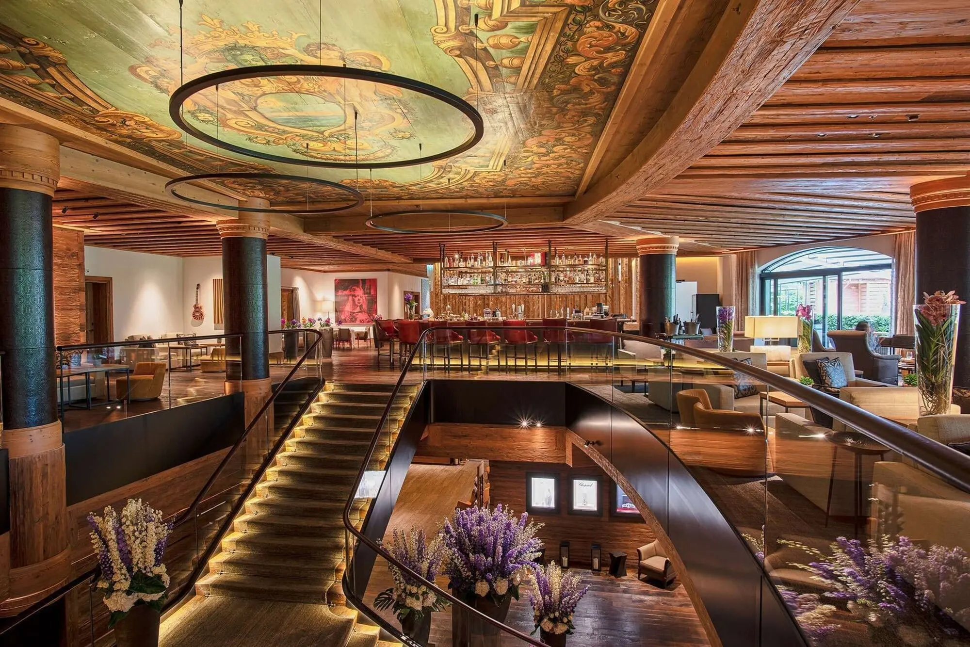 The lobby and its painted ceiling