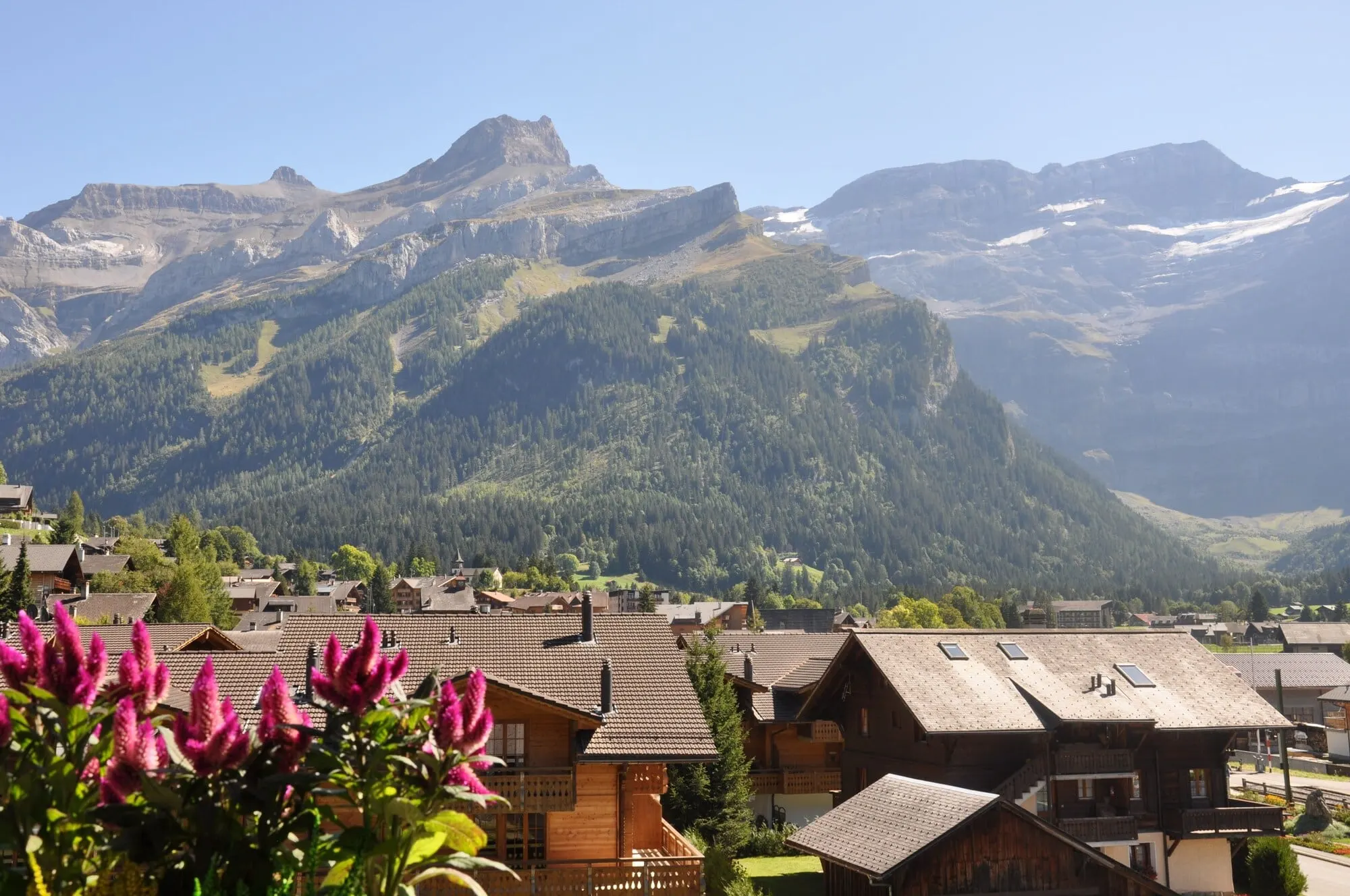 The village and mountains in summer