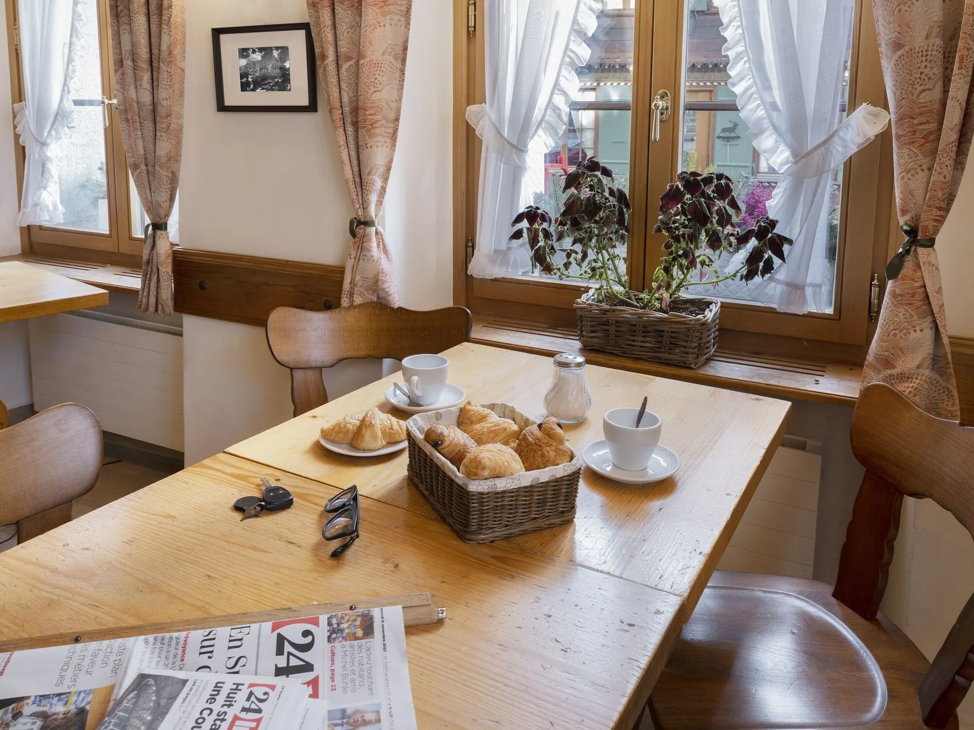 Breakfast at a window table