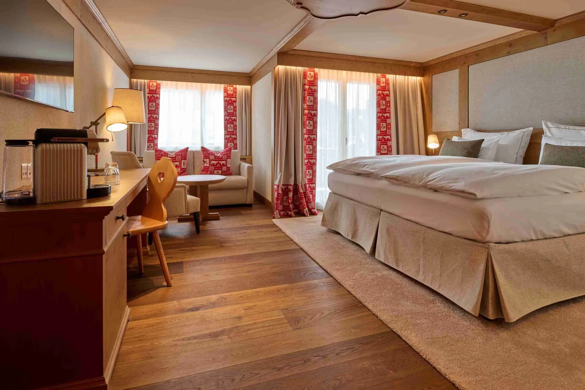 A double room in pale wood
