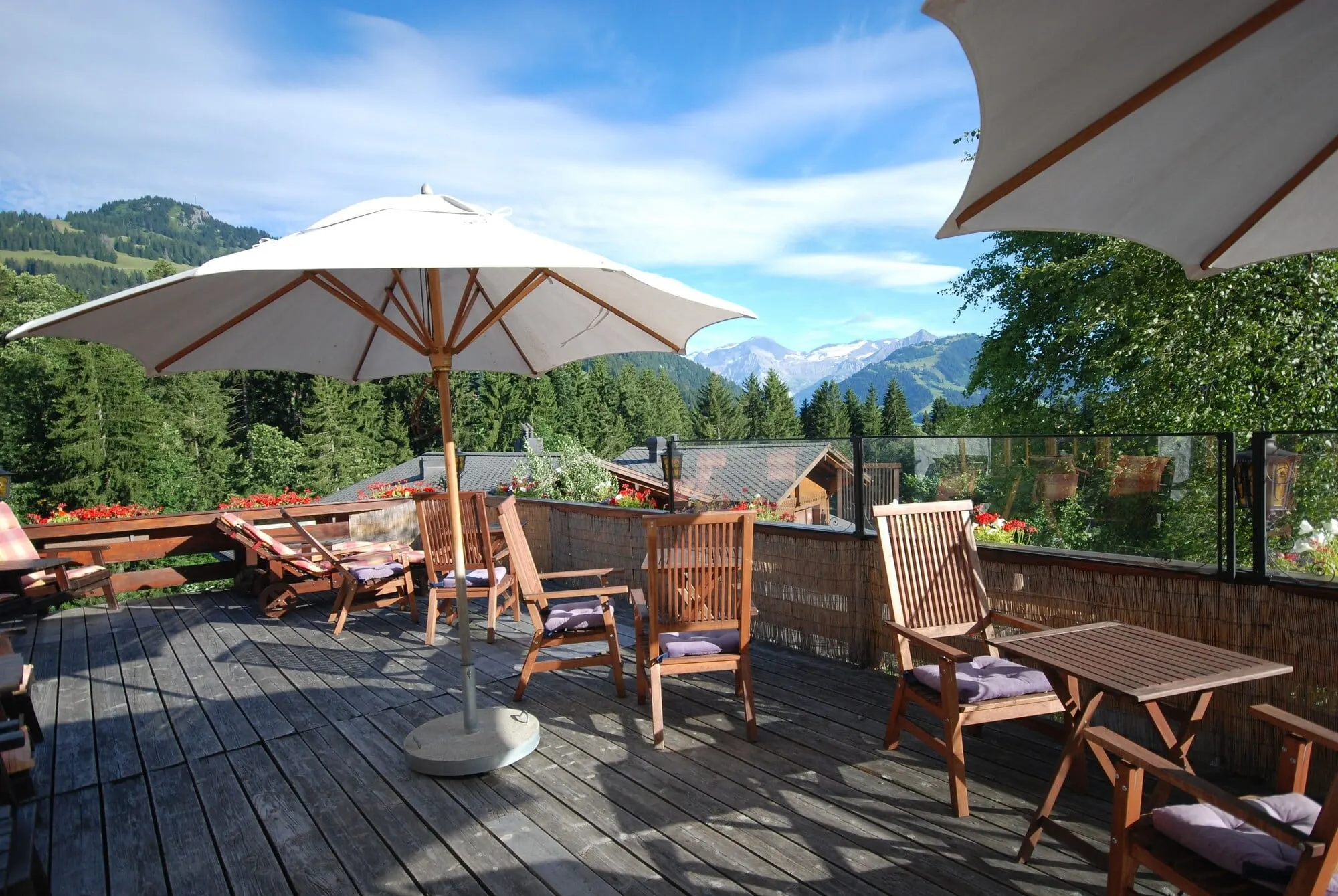 The sun deck under parasols