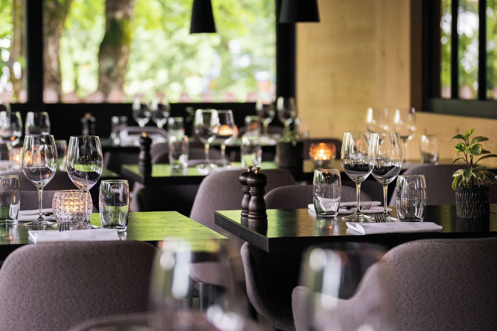 Tables set in the restaurant