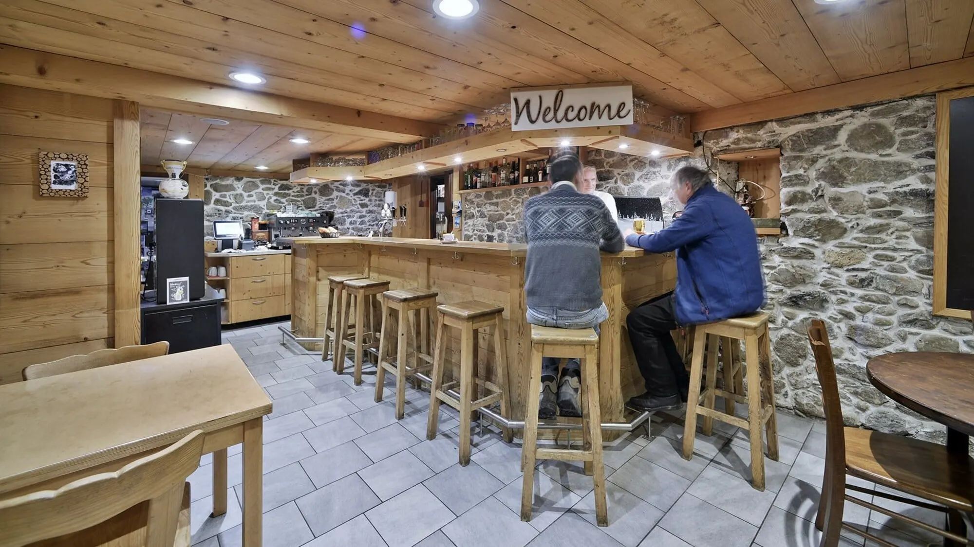 The bar with stone walls