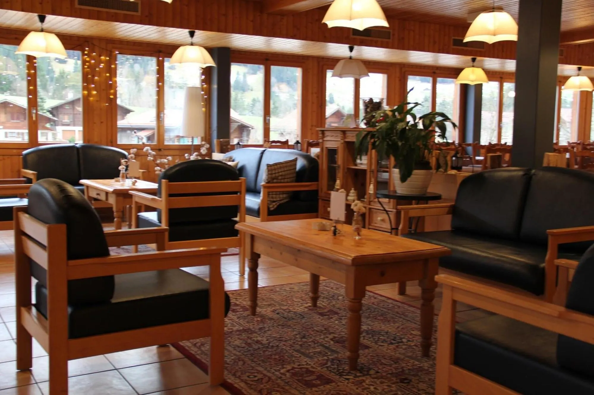 The lounge with leather armchairs