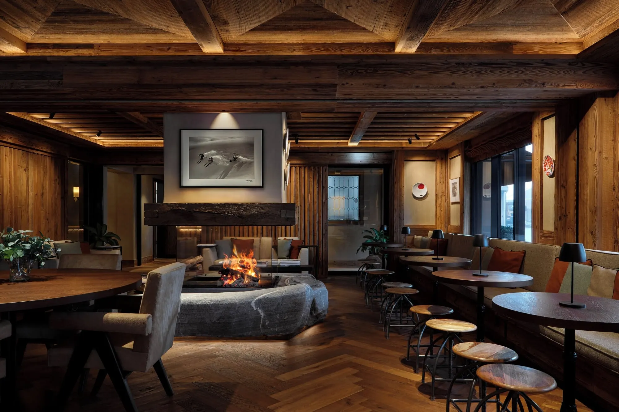 The lounge by the open fire