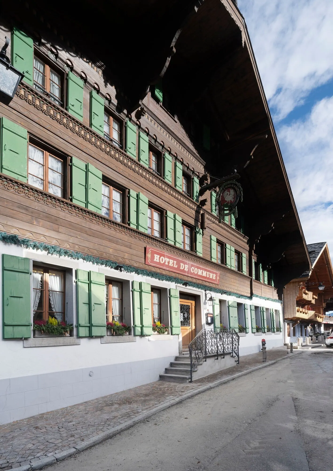 The painted façade of the old inn