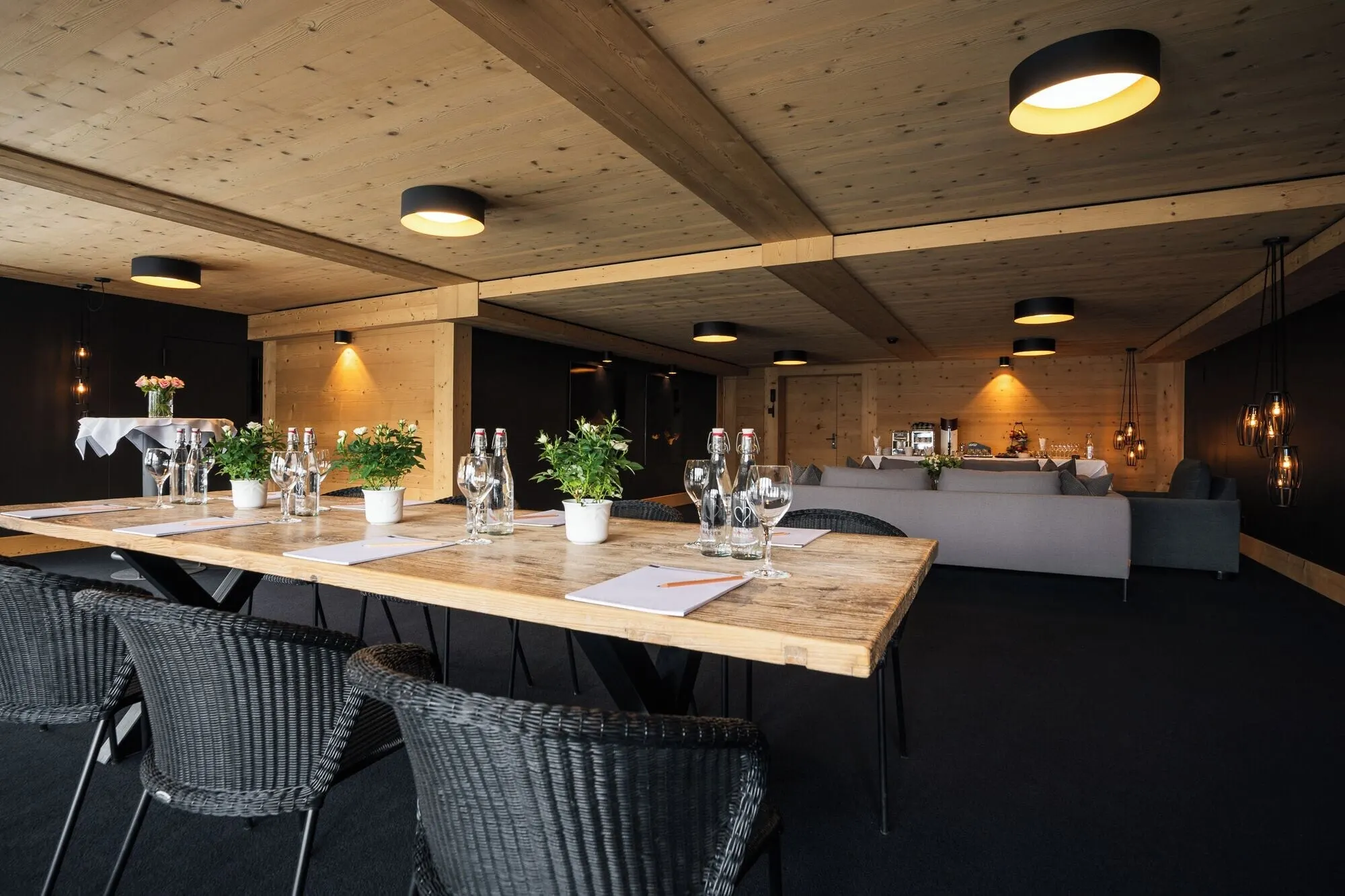 A long table set for dinner