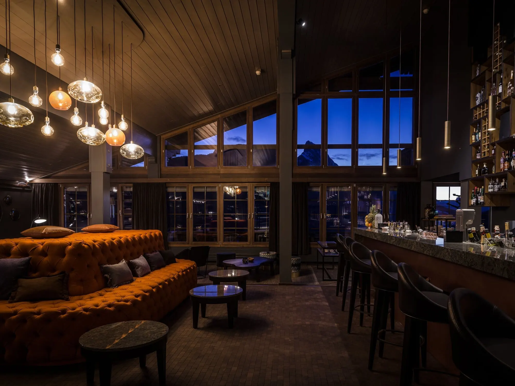 The bar under a high ceiling