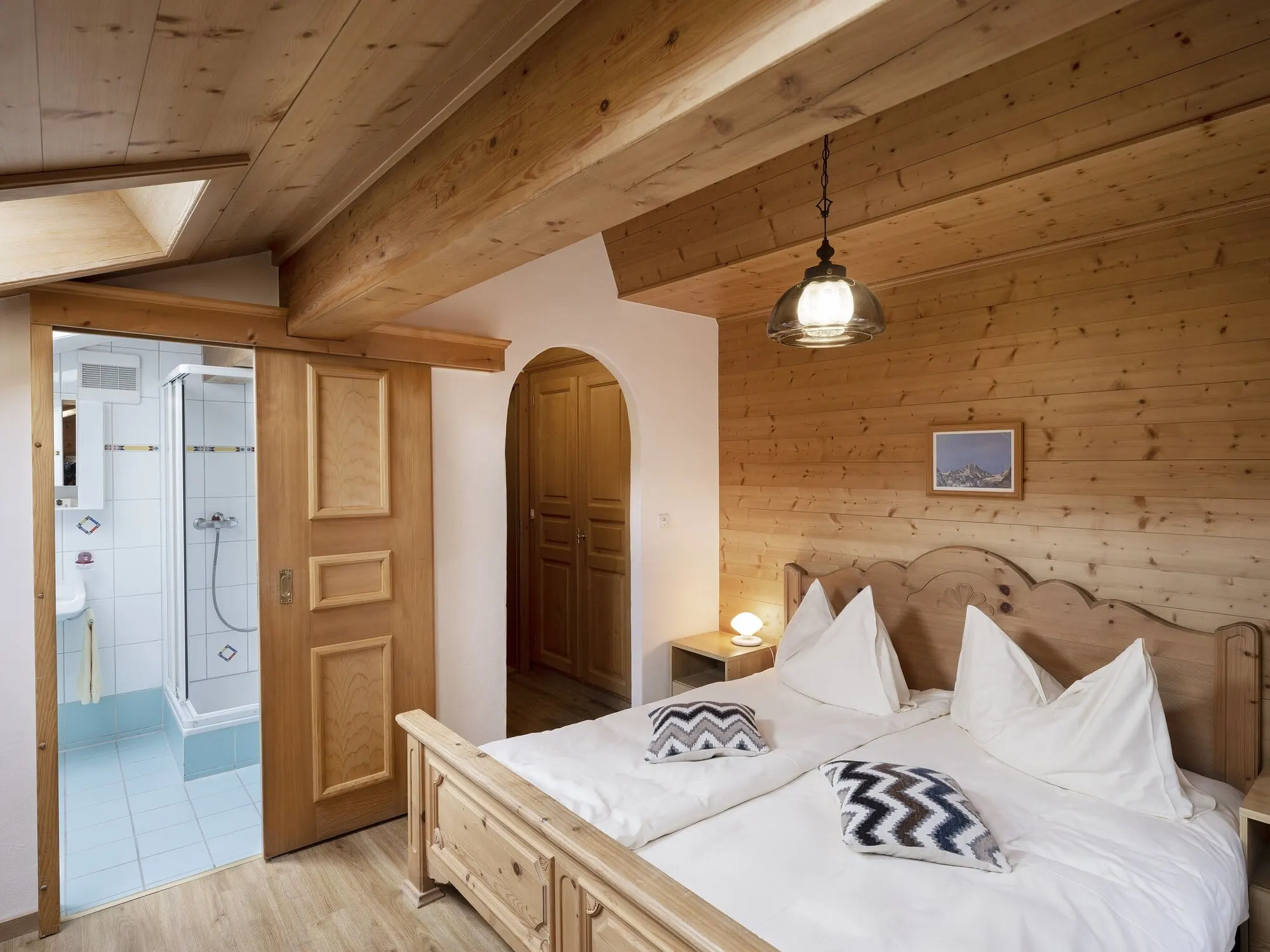 A double room with wooden beams