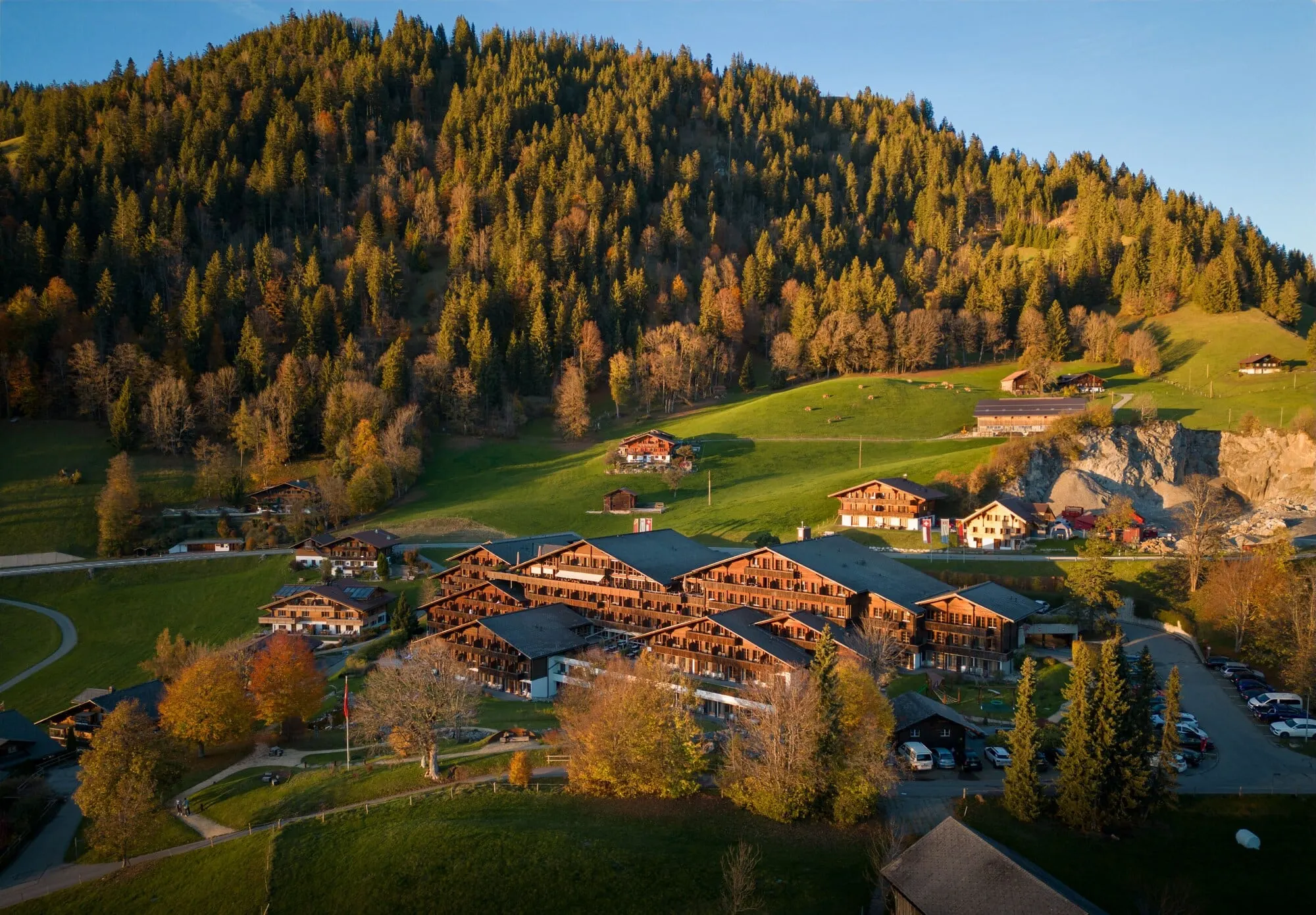 The hotel on the hillside in summer