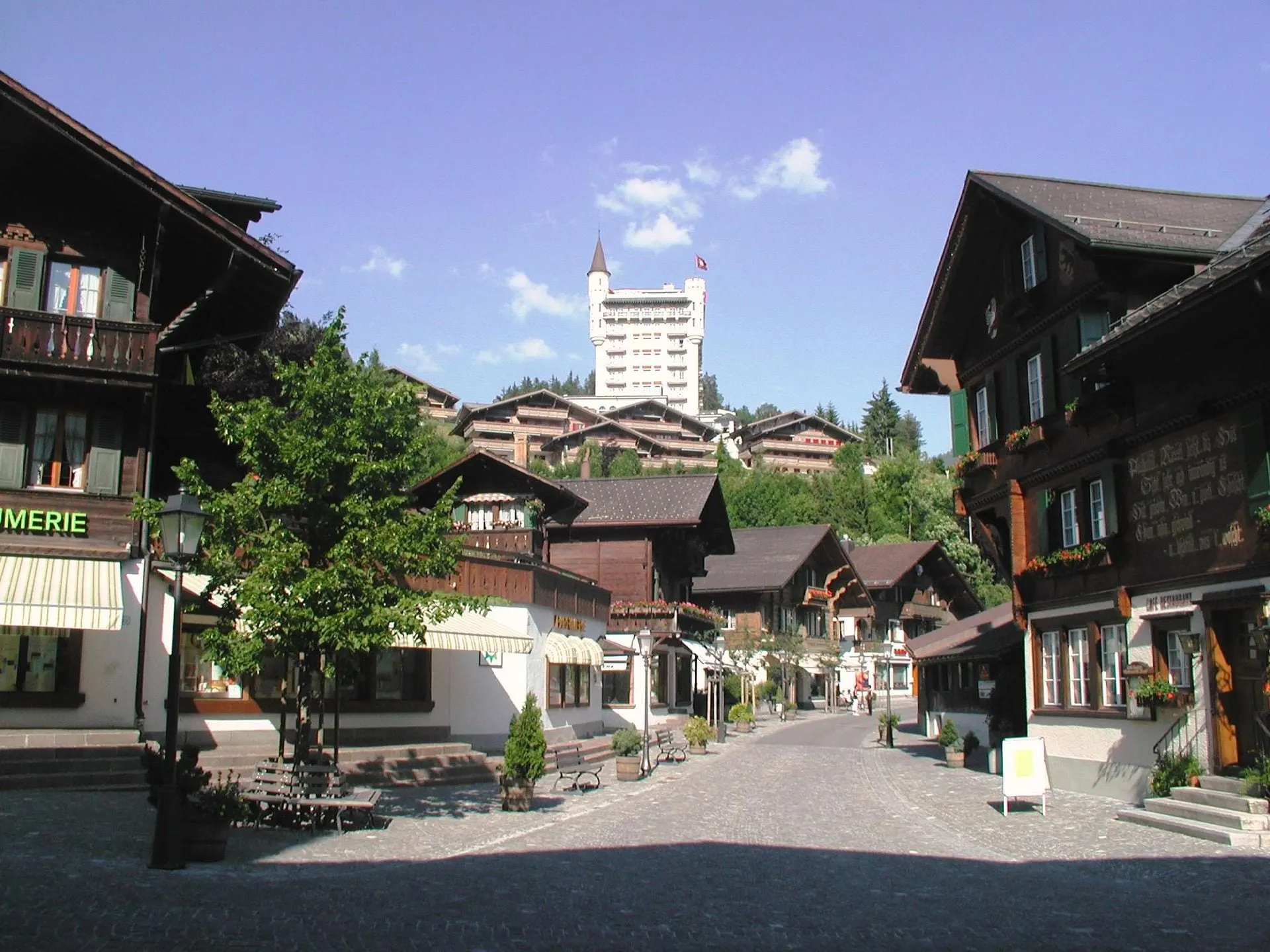 Gstaad Promenade with the Palace on its hill