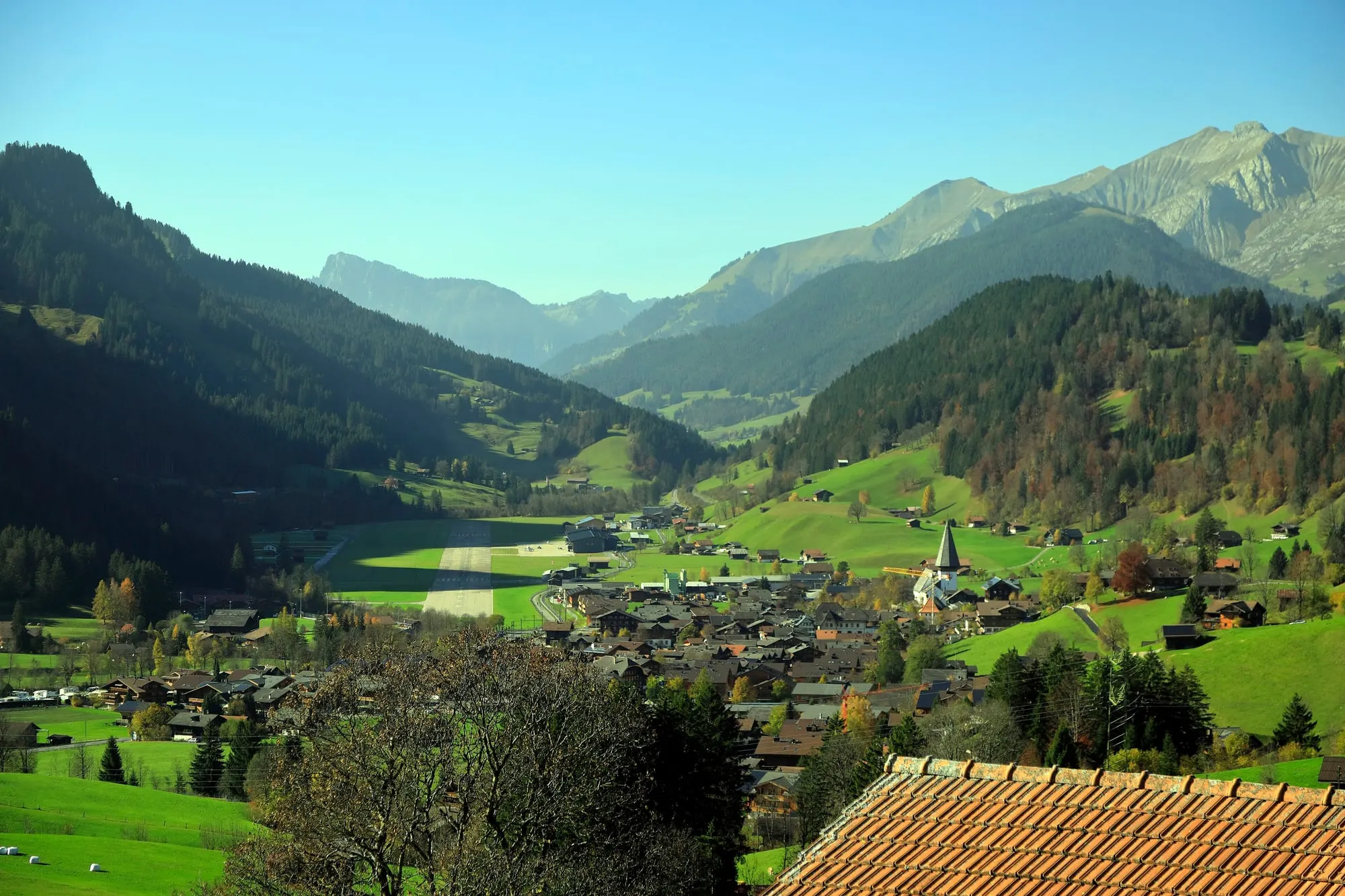 Saanen and its church in the green valley